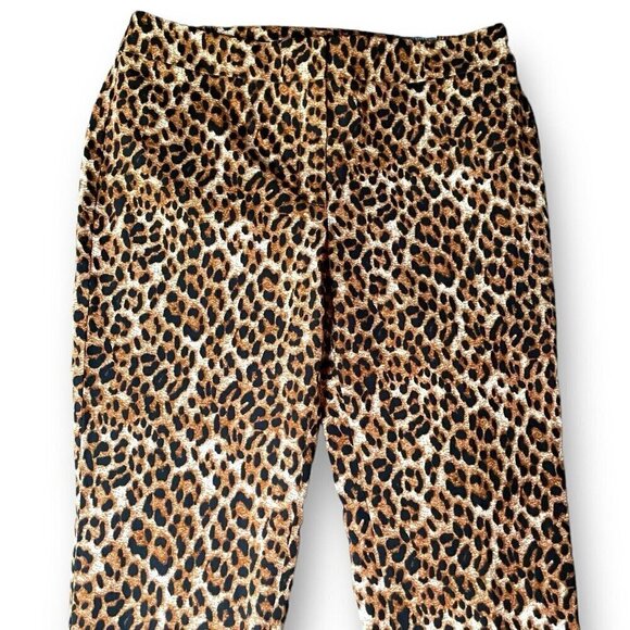 Talbots Womens Chatham Ankle Pant Sz 16W Tan Fun Leopard Animal Print Slim Leg - Picture 3 of 9